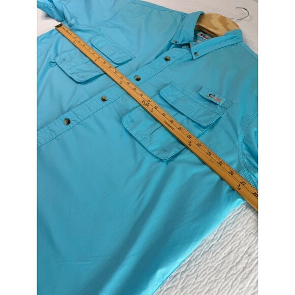 World Wide Sportsman Teal Short Sleeve Fishing Shirt 2XL Button-Down Pockets - Picture 7 of 13